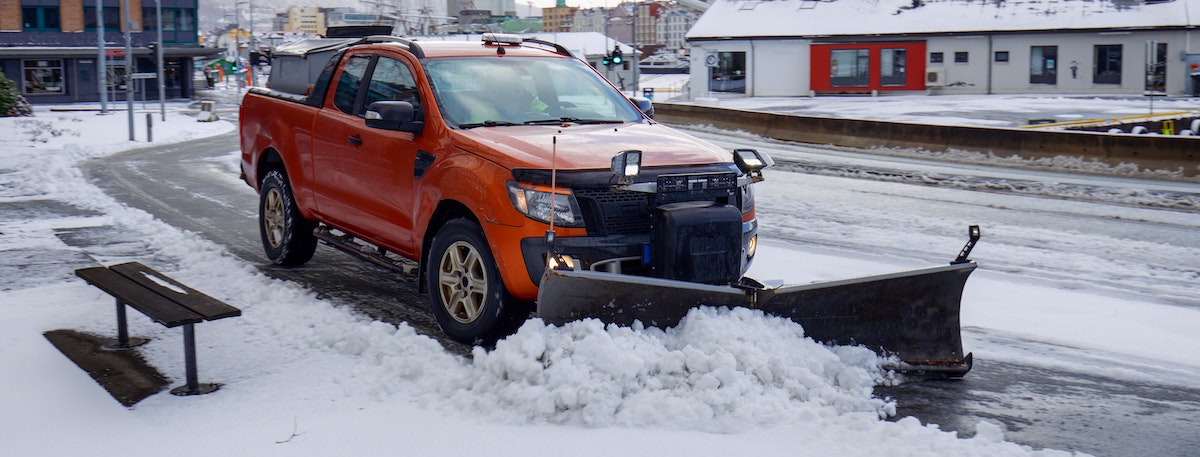 truck with snow plow attached